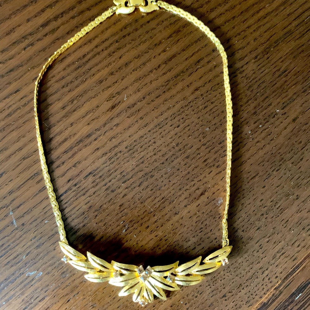 Vintage 1970's D'Orlan Women’s 22k Rich Gold Plated Swarovski Crystal Choker